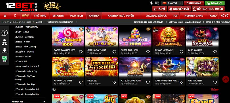 Cá cược casino tại 12bet hấp dẫn bởi sự đa dạng về thể loại