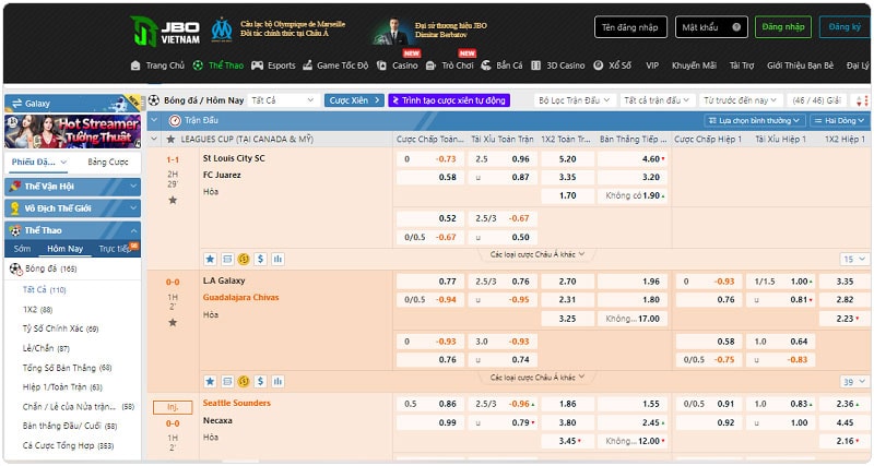 Cá cược thể thao được nhà cái JBO đầu tư mạnh mẽ