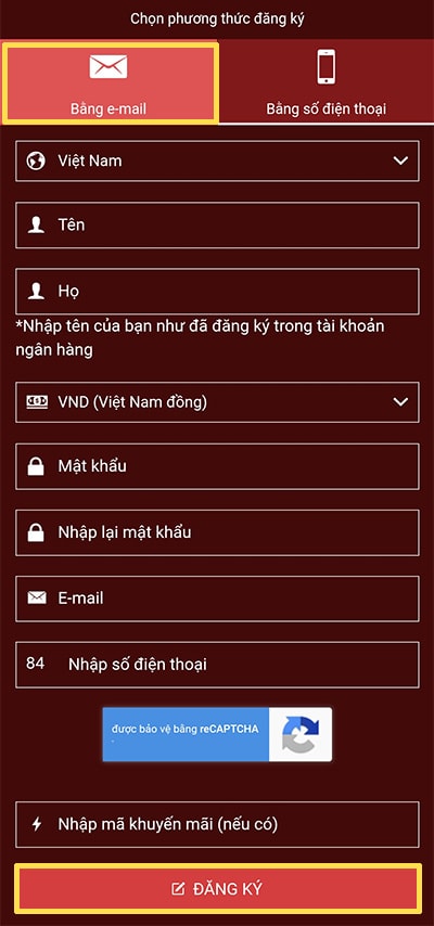 Điền chính xác thông tin đăng ký oppabet