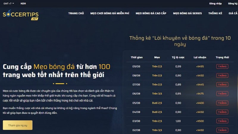 Trang bán tip bóng đá chất lượng cao - Soccertips.net