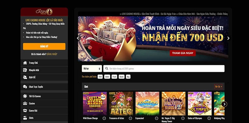 Khuyến mãi hoàn trả 10% tại Live Casino House