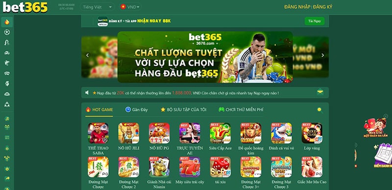 Tặng tiền hấp dẫn trong chương trình khuyến mãi Bet365